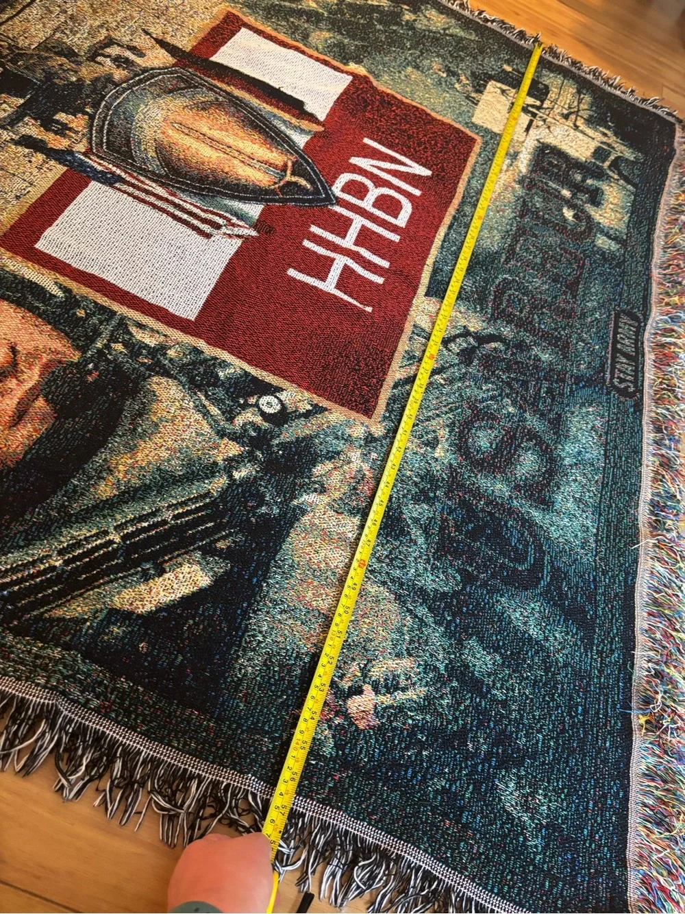 Vintage USAREUR HHBN Military Woven Tapestry Throw Blanket Americana Cabincore
